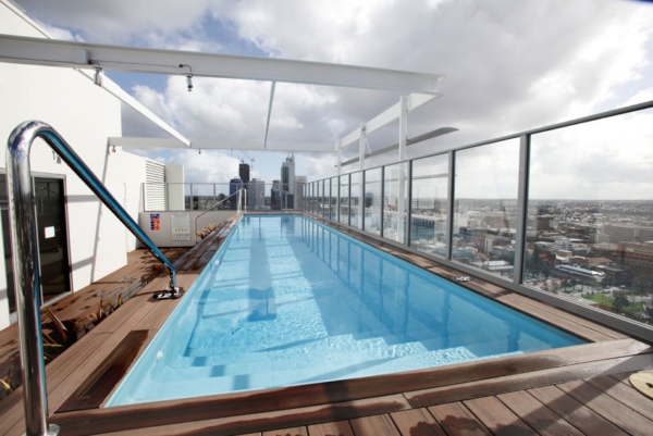Adelaide Tce, Perth Apartment - outdoor pool with city view