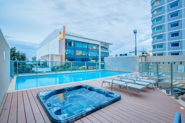 Adelaide Terrace apartment pool and spa view