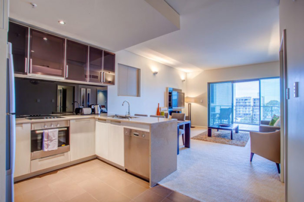 Adelaide Terrace apartment - kitchen and lounge