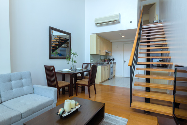 One Rockwell - 1 Bedroom apartment - lounge, kitchen & mezzanine