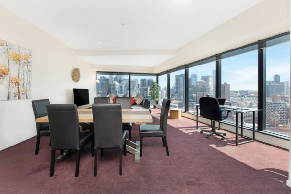 Eureka Tower apartment - living room and dining area