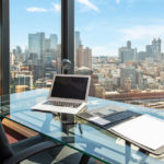 Eureka Tower apartment - study desk with a view of Melbourne city