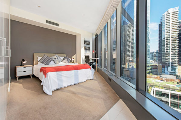 FWP Apartment 1301 - bedroom with a view of the city