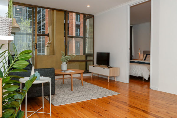Clarence St, Sydney apartment - living room