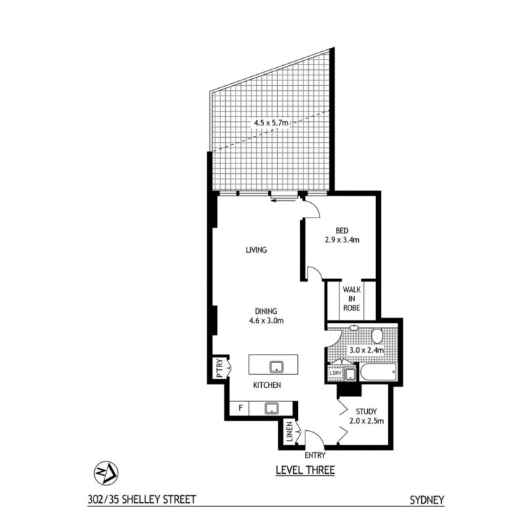 Large One Bedroom + Study Shelley Street Apartment Convido