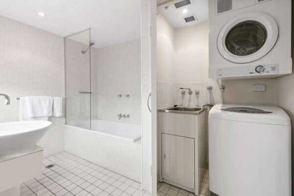 Shelley St, Sydney - apartment 602 bathroom and laundry