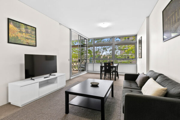 Shelley St, Sydney - apartment 407 lounge and dining area