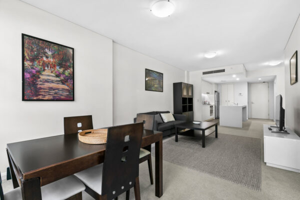Shelley St, Sydney - apartment 407 dining, living and kitchen